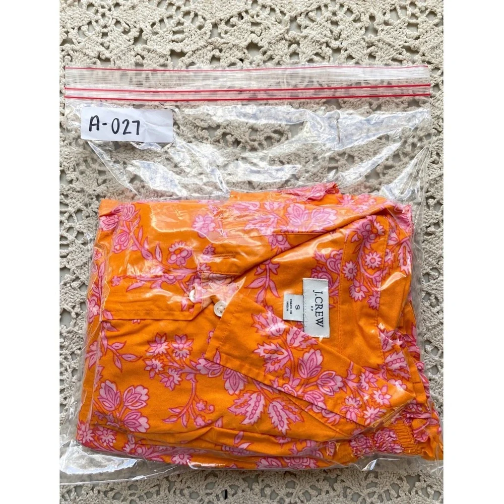 J Crew Ruffle Smocked Waist Mini Skirt‎ Sleeveless Button Up Blouse Set S Orange - Picture 16 of 16